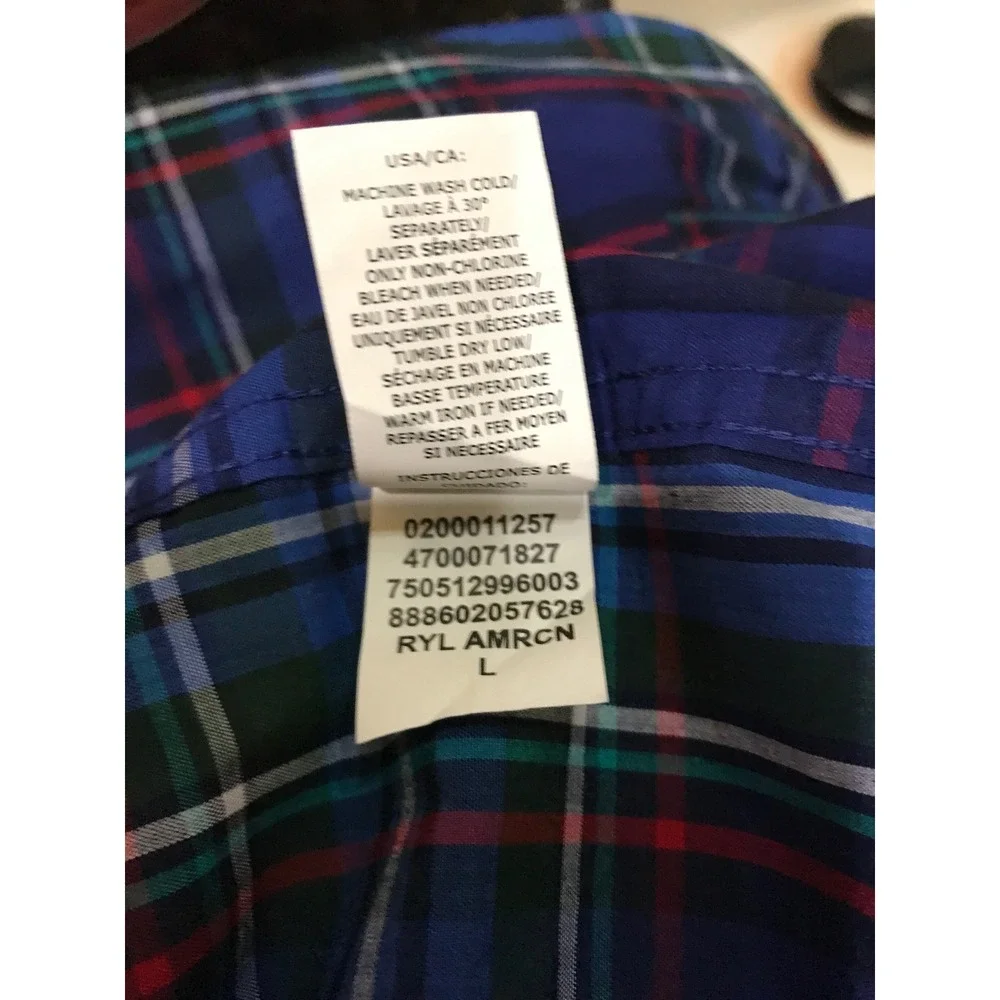 Chaps Mens Easy Care Blue‎ Green Red Plaid Long Sleeve Button Down Shirt NEW L
